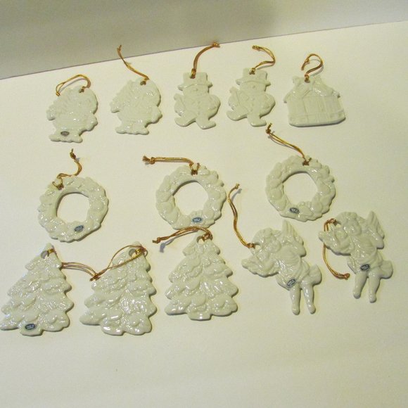 lot of 13 vintage white ornaments Santa Snowman Christmas Tree  Wreath Angel - Picture 8 of 8